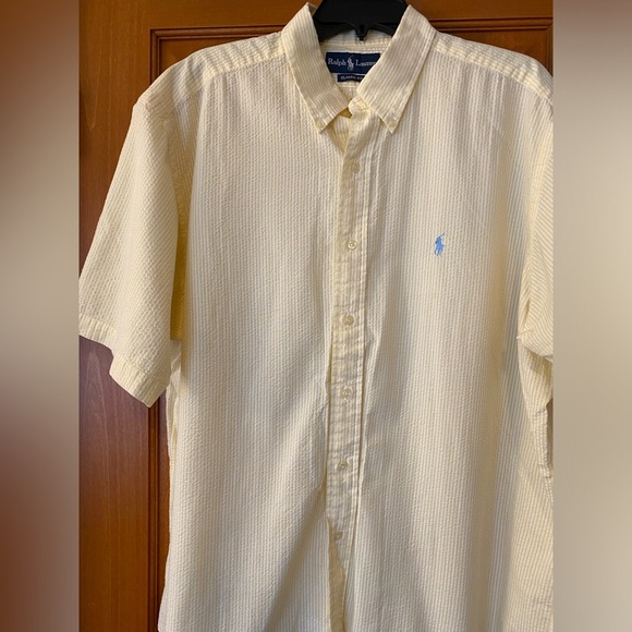 Ralph Lauren Men's XL Yellow  Seersucker Button-Up Shirt Preppy Summer Beachy - Picture 3 of 7